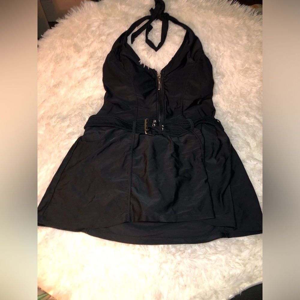 VENUS Black Halter Belted Swim Dress with size 10 - Picture 5 of 15